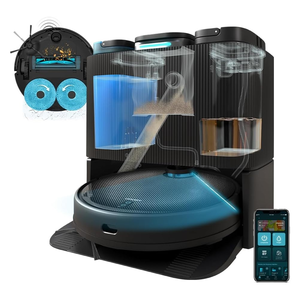 ROBOT CECOTEC "CONGA" 11090 SPIN REVOLUTION HOMEWASH LÃSER CON BASE DE AUTOVACIADO Y FRIEGASUELOS, AUTOLIM