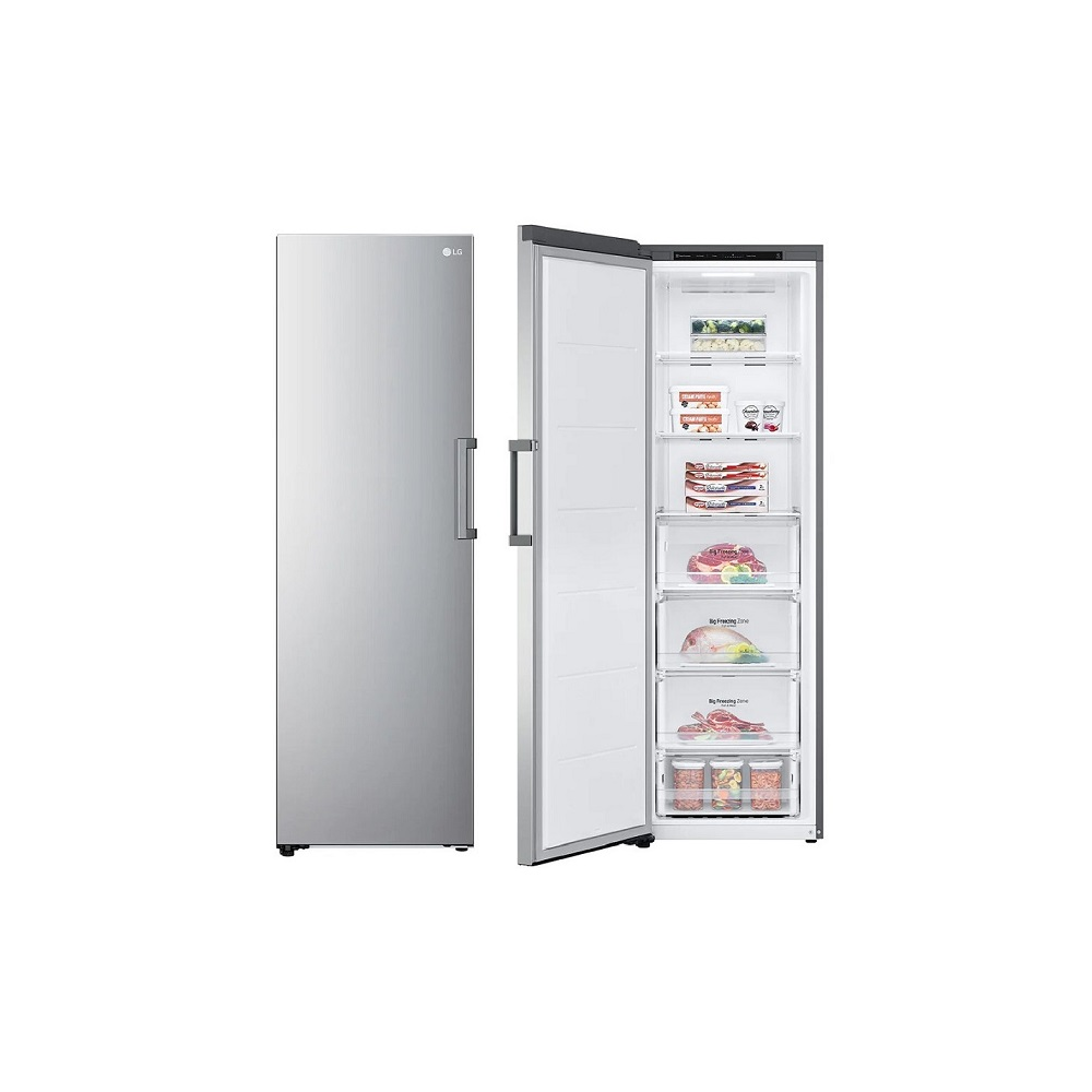 CONGELADOR LG VERTICAL 186 x 60 CLASE-E INOX ANTIHUELLA TOTAL NF (10 A motor inverter) 355 L. (CONJUNTO CON FR