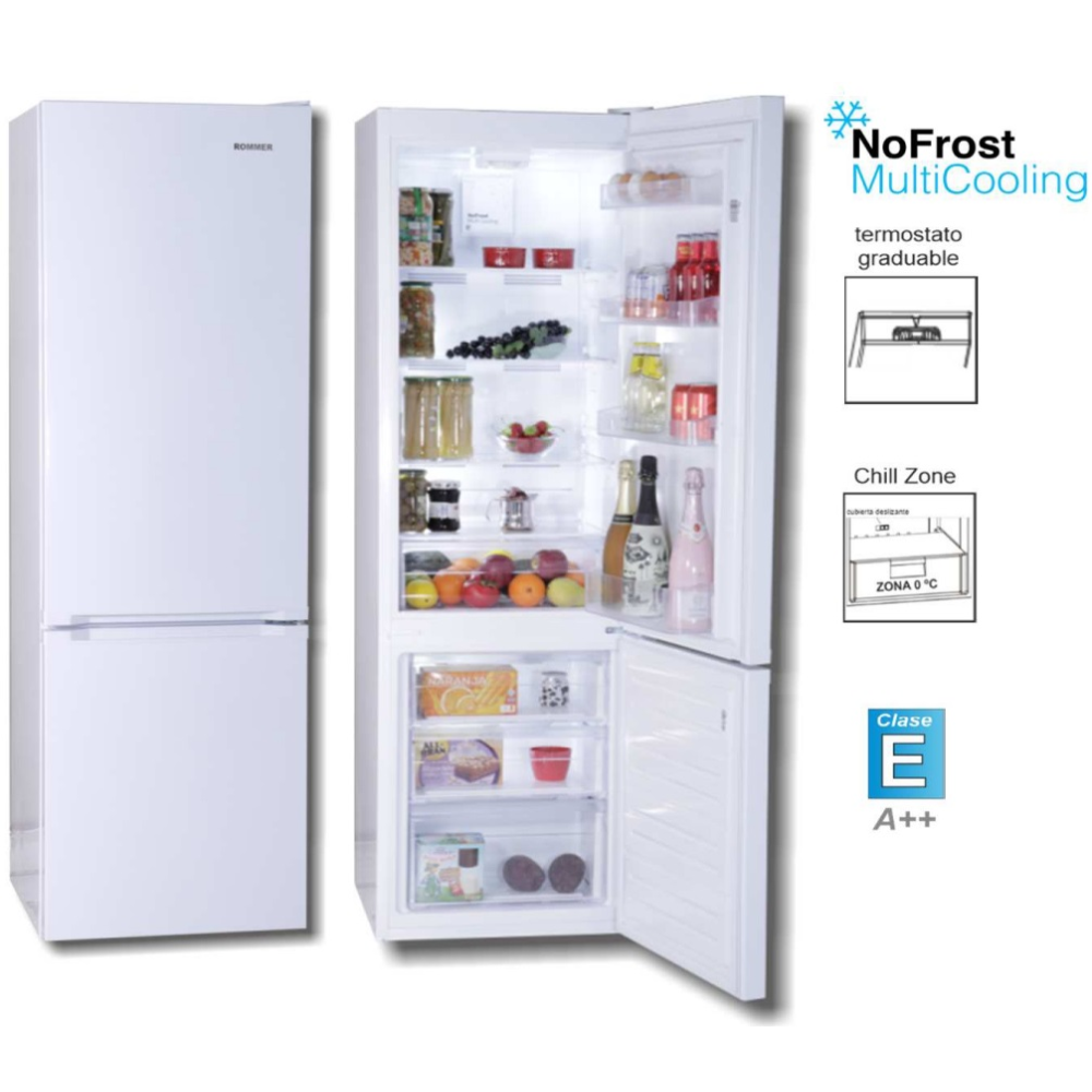 FRIGORIFICO ROMMER COMBI 180 x 54 CLASE-E NO FROST BLANCO
