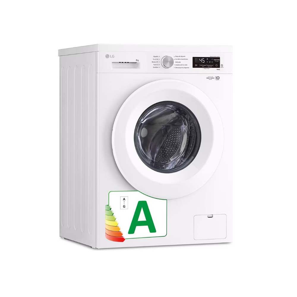 LAVADORA LG 8 KG 1400 RPM CLASE-A  DD (10 a. MOTOR) VAPOR (TAPA EXTRAIBLE)