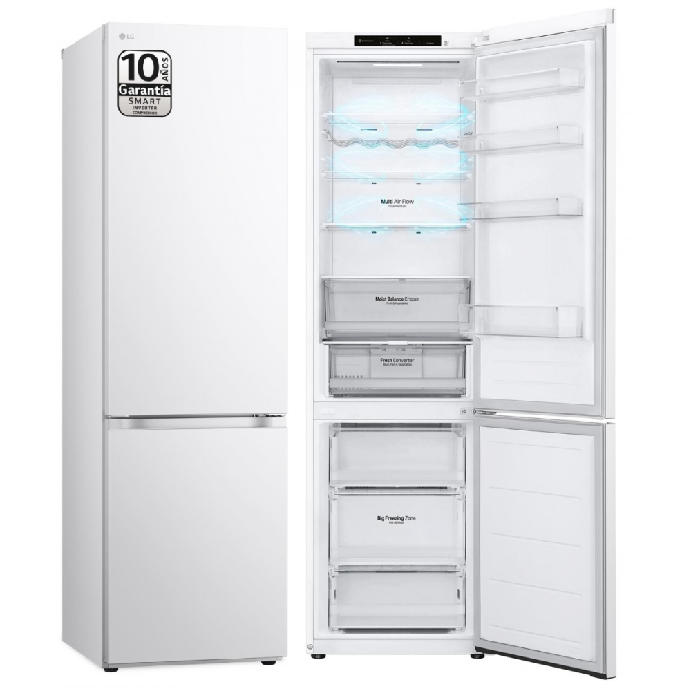 FRIGORIFICO LG COMBI 203 x 60 CLASE-D BLANCO NF INVERTER (10 a. motor)