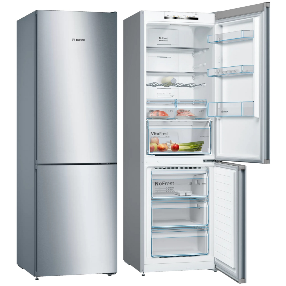 FRIGORIFICO BOSCH COMBI 186 x 60 CLASE-E INOX ANTIHUELLA NF VITAFRESH