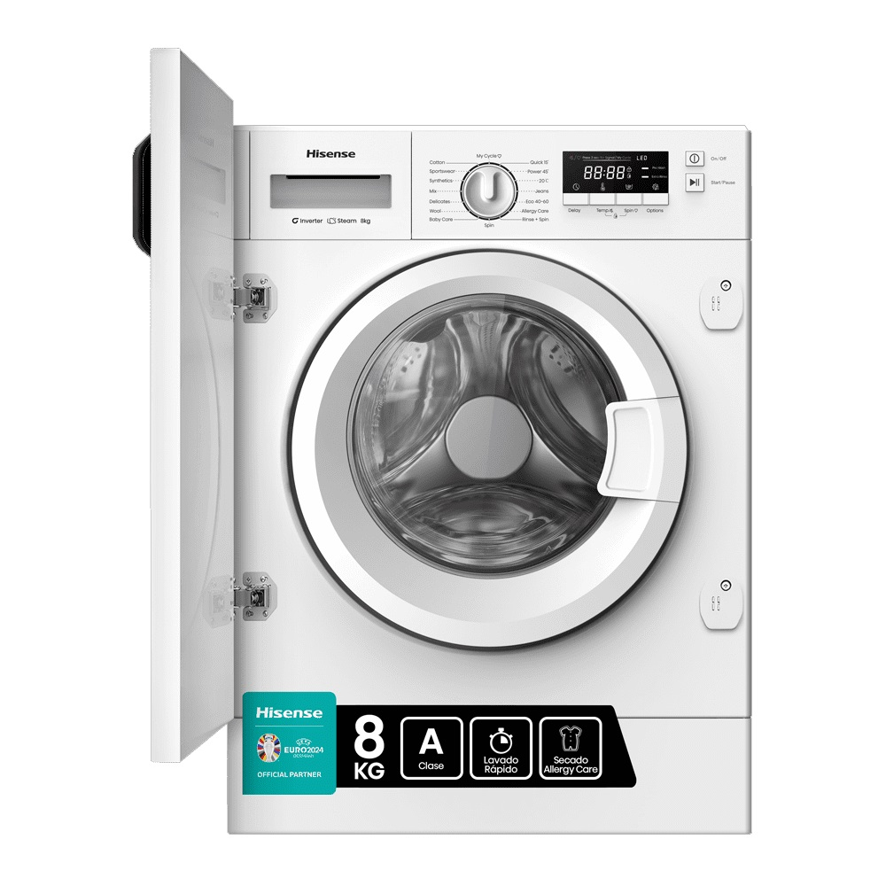 LAVADORA HISENSE INTEGRABLE 8 KG 1400 RPM CLASE-A INVERTER