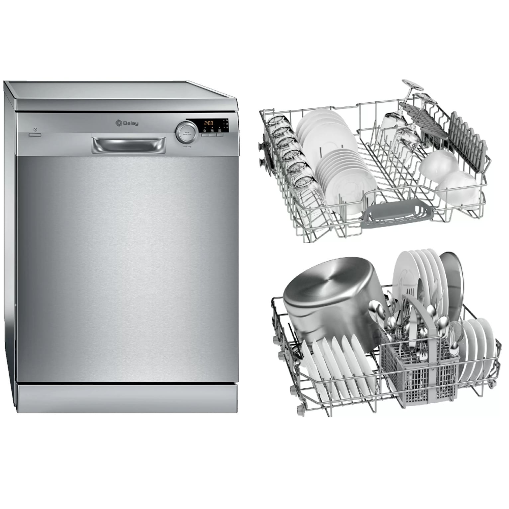 LAVAVAJILLAS BALAY CLASE-E 12 CUB INOX Display, 9,5 litros, programa 1 hora, pausa+carga .