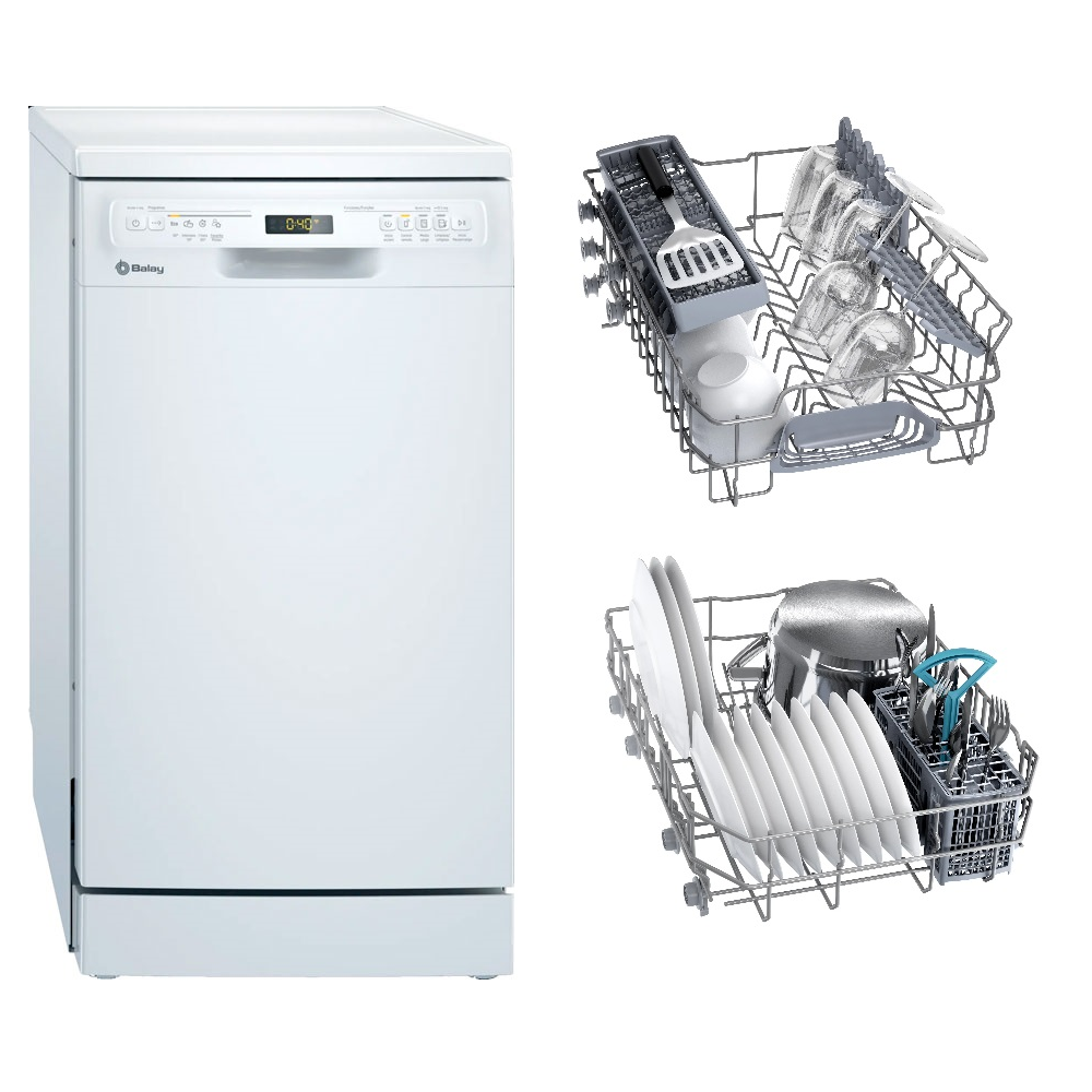 LAVAVAJILLAS BALAY 45 cm CLASE-E 1/2 CARGA DISPLAY 10 SERVICIOS BLANCO