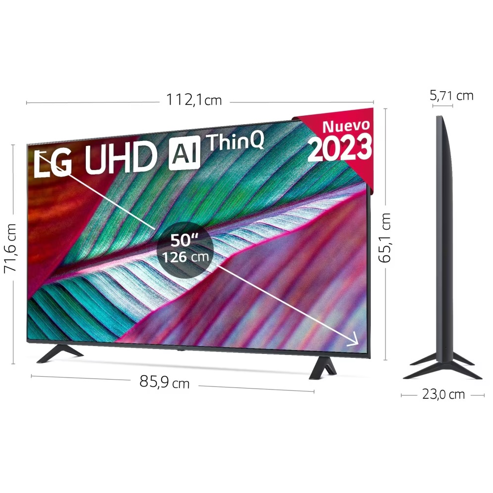 TELEVISOR LG 50" (126CM) 4K UHD SMARTV WEBOS 23 CON CONTROL POR VOZ OPCIONAL, FUNCIONA CON GOOGLE ASSISTANT,